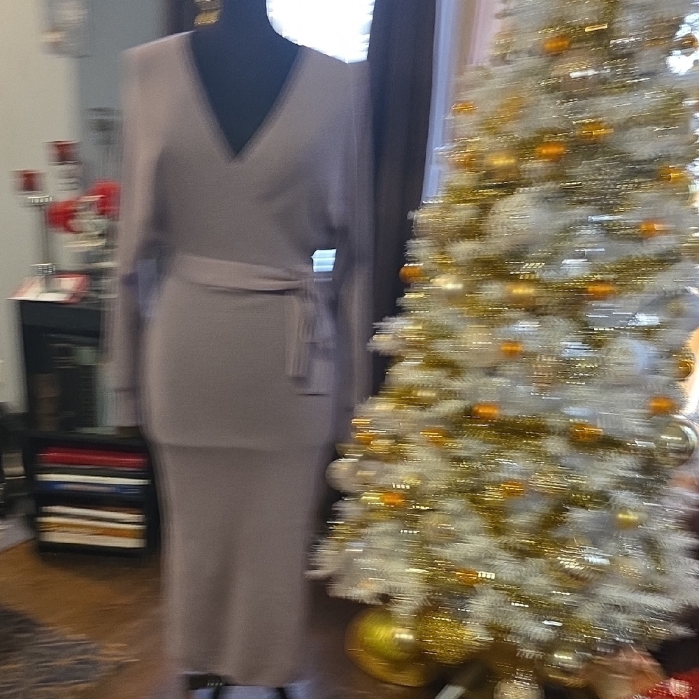 HALARA Taupe Wrap Knit Dress - Picture 4 of 16